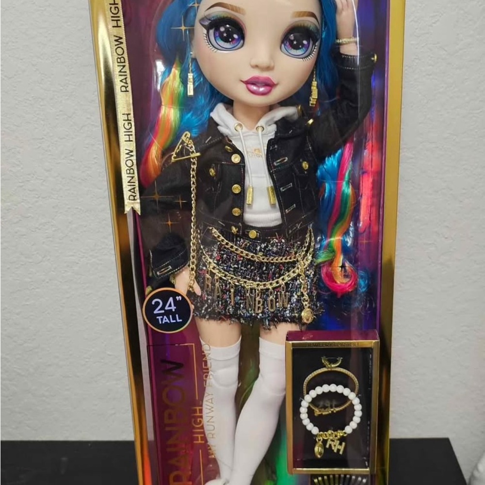Rainbow Blue and Black Fashion Doll with Accessories